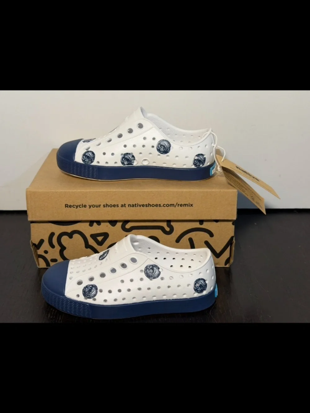 Native Jefferson Print Shoes Frontier Blue Scribble Dots Little Kids/Toddler C7